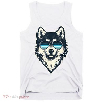 Cool Retro Wolf In Sunglasses 70s 80s 90s Novelty Funny Wolf Tank Top