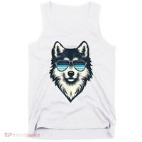 Cool Retro Wolf In Sunglasses 70s 80s 90s Novelty Funny Wolf Tank Top thumb 0