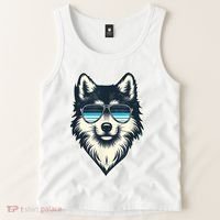 Cool Retro Wolf In Sunglasses 70s 80s 90s Novelty Funny Wolf Tank Top thumb 2