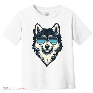 Cool Retro Wolf In Sunglasses 70s 80s 90s Novelty Funny Wolf Toddler T-Shirt