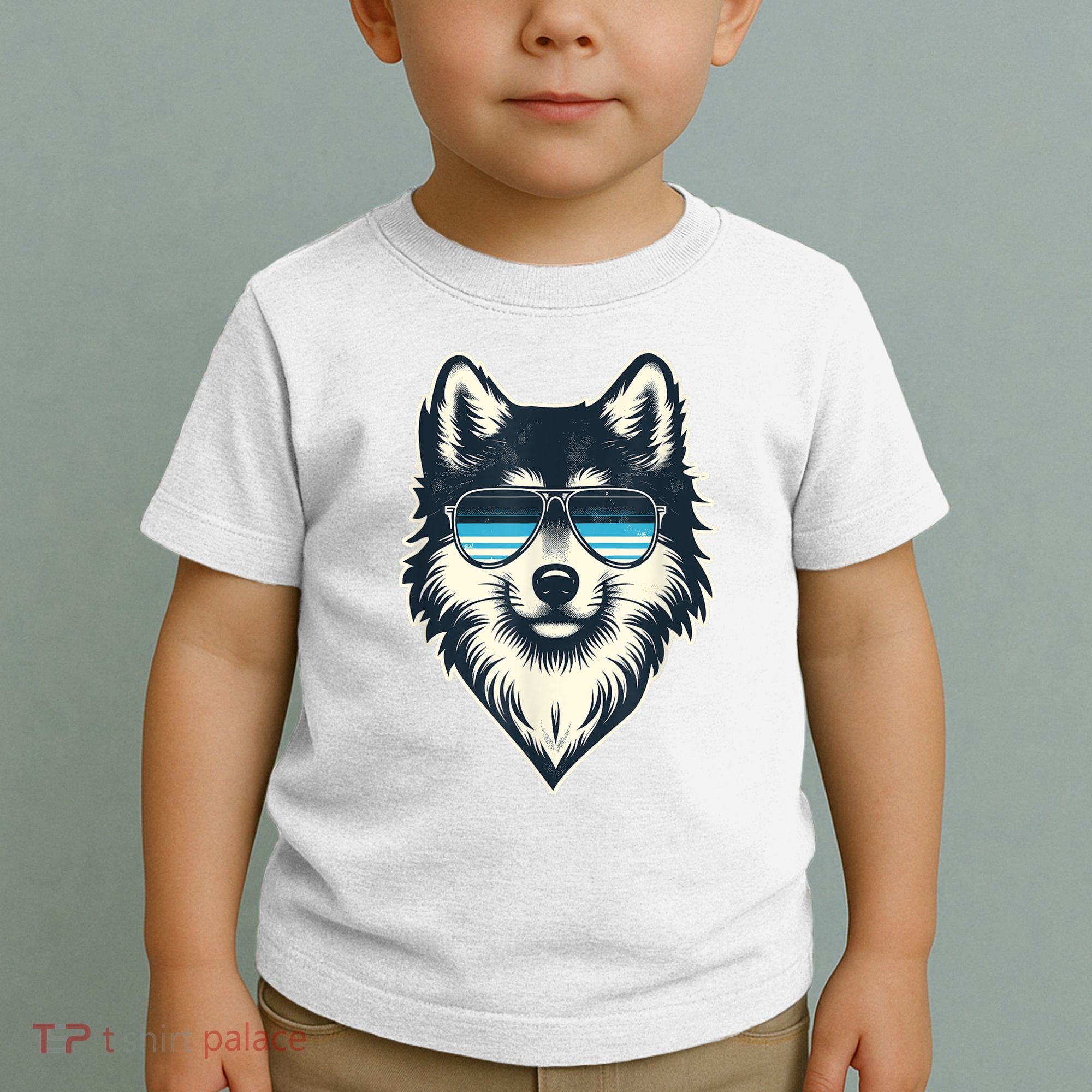 Cool Retro Wolf In Sunglasses 70s 80s 90s Novelty Funny Wolf Toddler T-Shirt