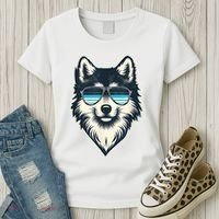 Cool Retro Wolf In Sunglasses 70s 80s 90s Novelty Funny Wolf Women's T-Shirt thumb 3