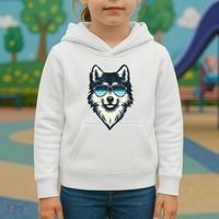 Cool Retro Wolf In Sunglasses 70s 80s 90s Novelty Funny Wolf Kids Hoodie thumb 3