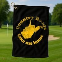 Country Roads West Virginia Take Me Home Golf Towel thumb 1