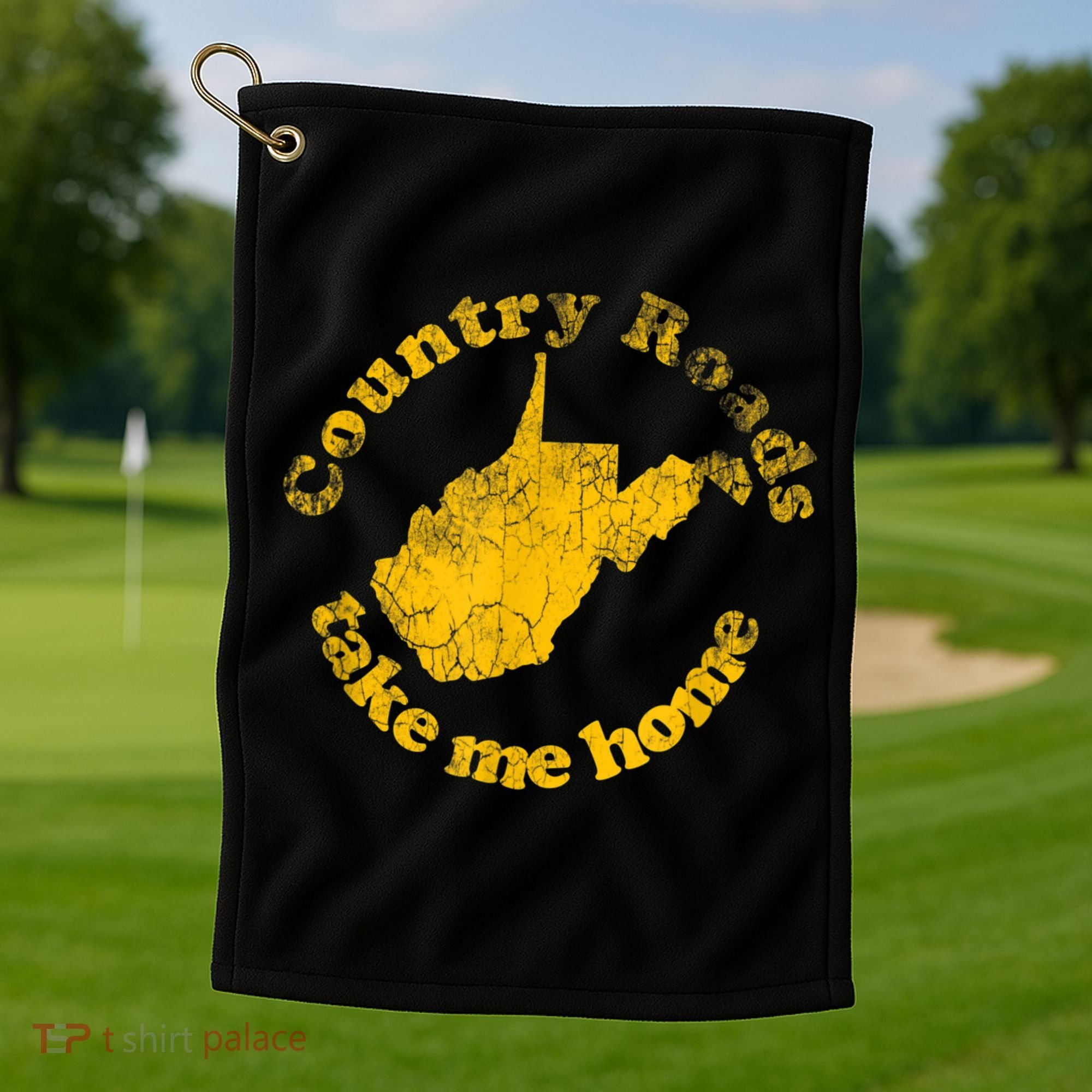 Country Roads West Virginia Take Me Home Golf Towel