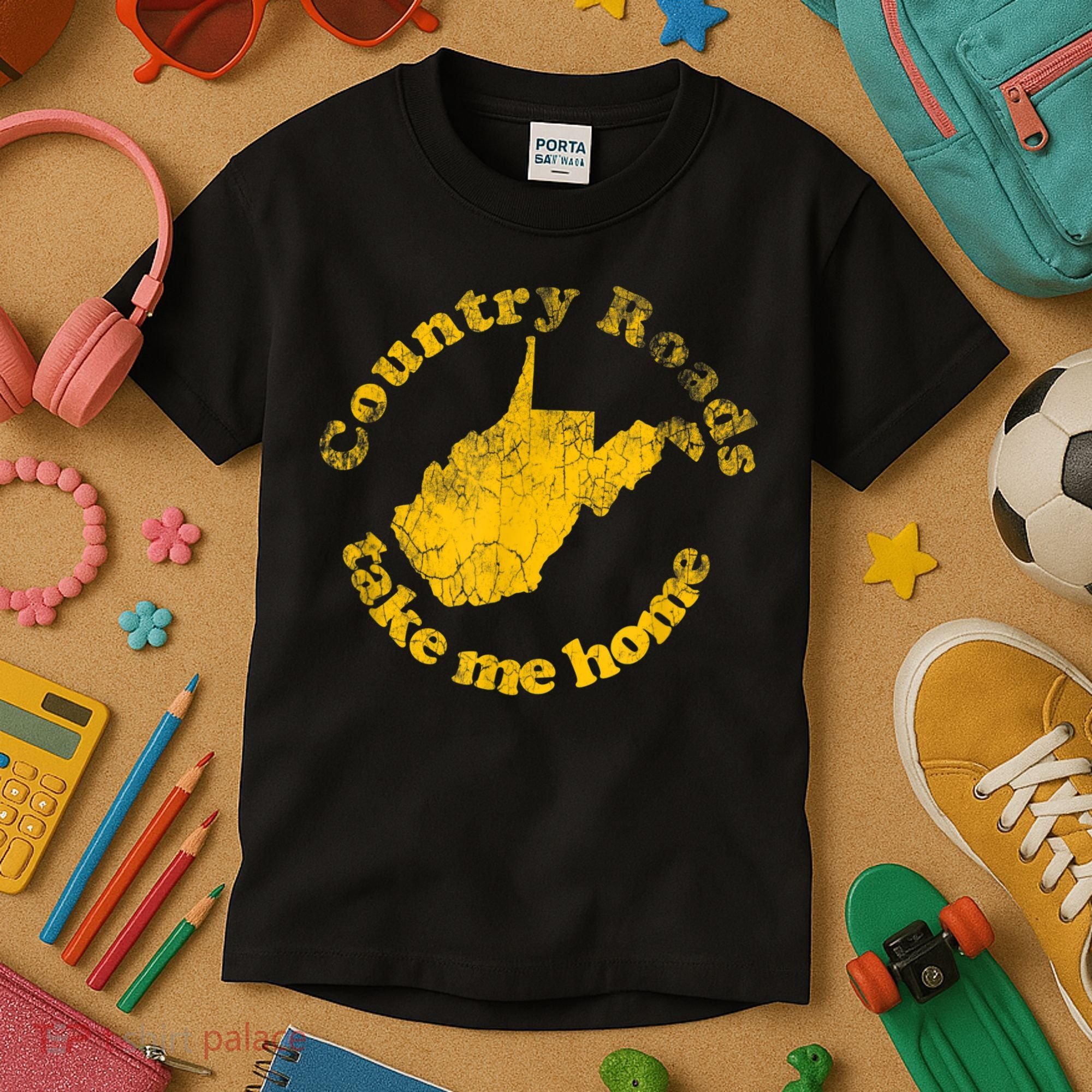 Country Roads West Virginia Take Me Home Kids T-Shirt