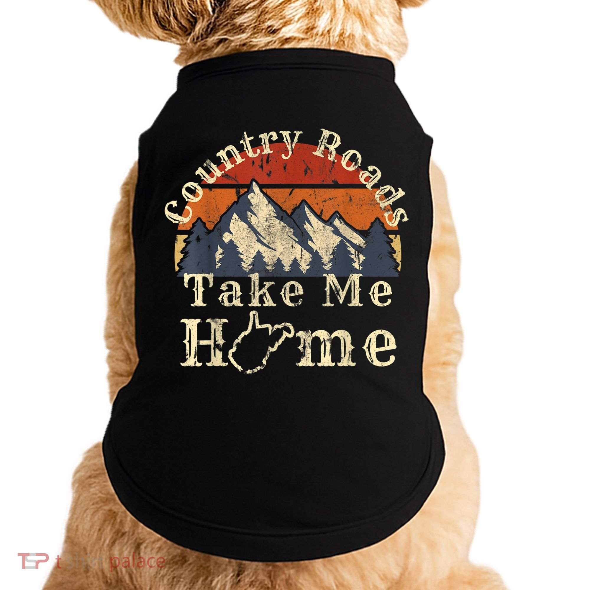 Country Roads West Virginia Take Me Home WV Map Mountains Doggie Tank