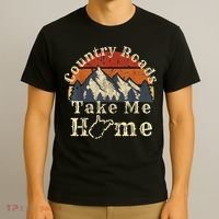 Country Roads West Virginia Take Me Home WV Map Mountains T-Shirt thumb 3
