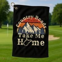 Country Roads West Virginia Take Me Home WV Map Mountains Golf Towel thumb 1