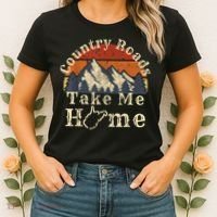 Country Roads West Virginia Take Me Home WV Map Mountains Women's T-Shirt thumb 2