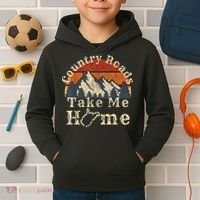 Country Roads West Virginia Take Me Home WV Map Mountains Kids Hoodie thumb 2