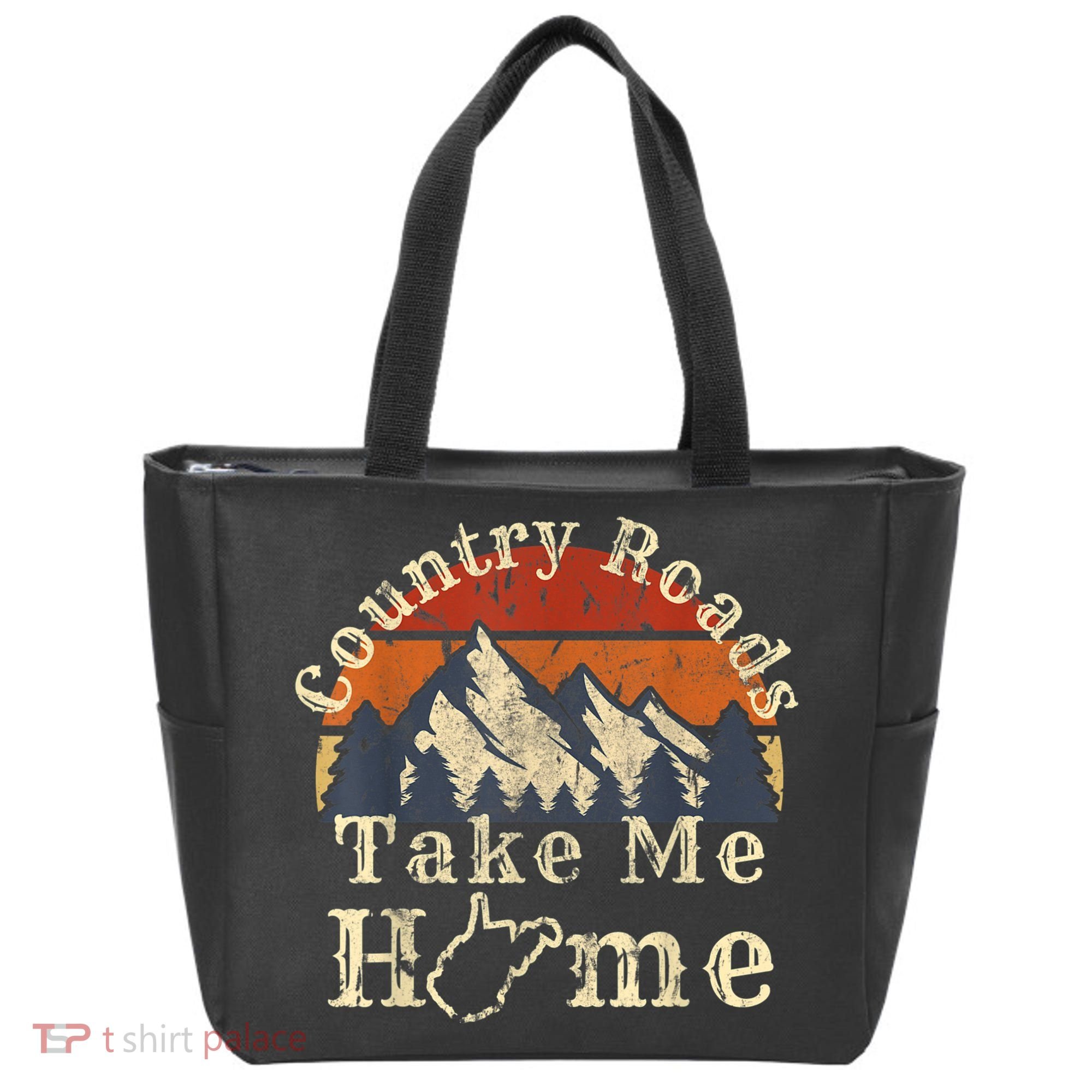 Country Roads West Virginia Take Me Home WV Map Mountains Tote Bag
