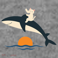 Cat Riding Whale Vintage Ocean Sunset T-Shirt thumb 7