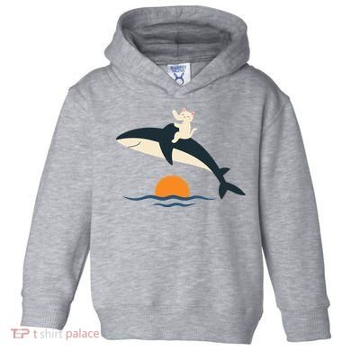 Cat Riding Whale Vintage Ocean Sunset Toddler Hoodie