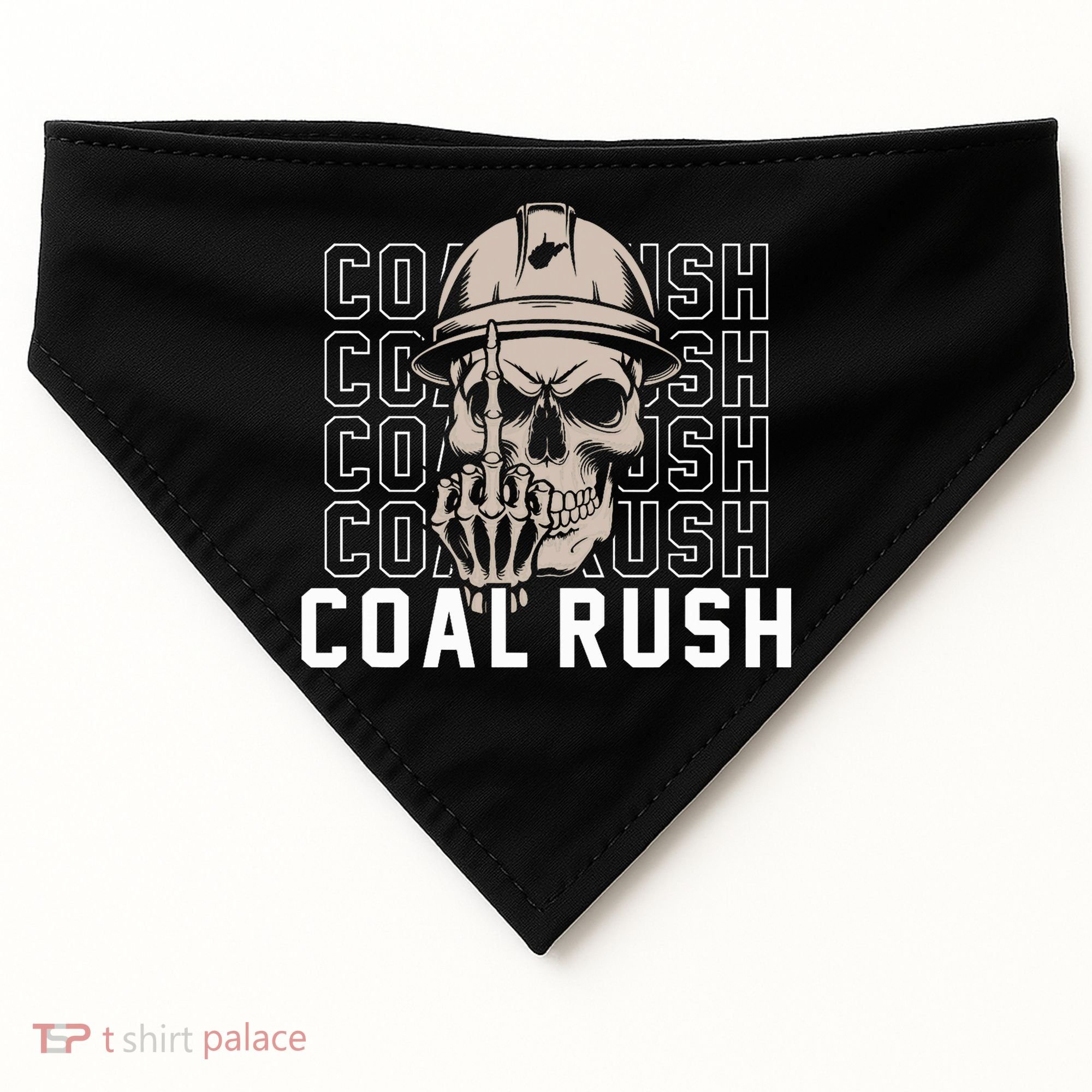 Coal Rush West Virginia Skull Coal Miner Hard Hat USA-Made Doggie Bandana