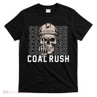 Coal Rush West Virginia Skull Coal Miner Hard Hat T-Shirt thumb 0