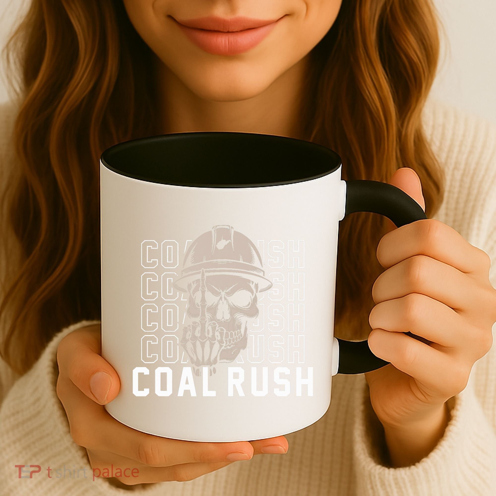 Coal Rush West Virginia Skull Coal Miner Hard Hat Coffee Mug