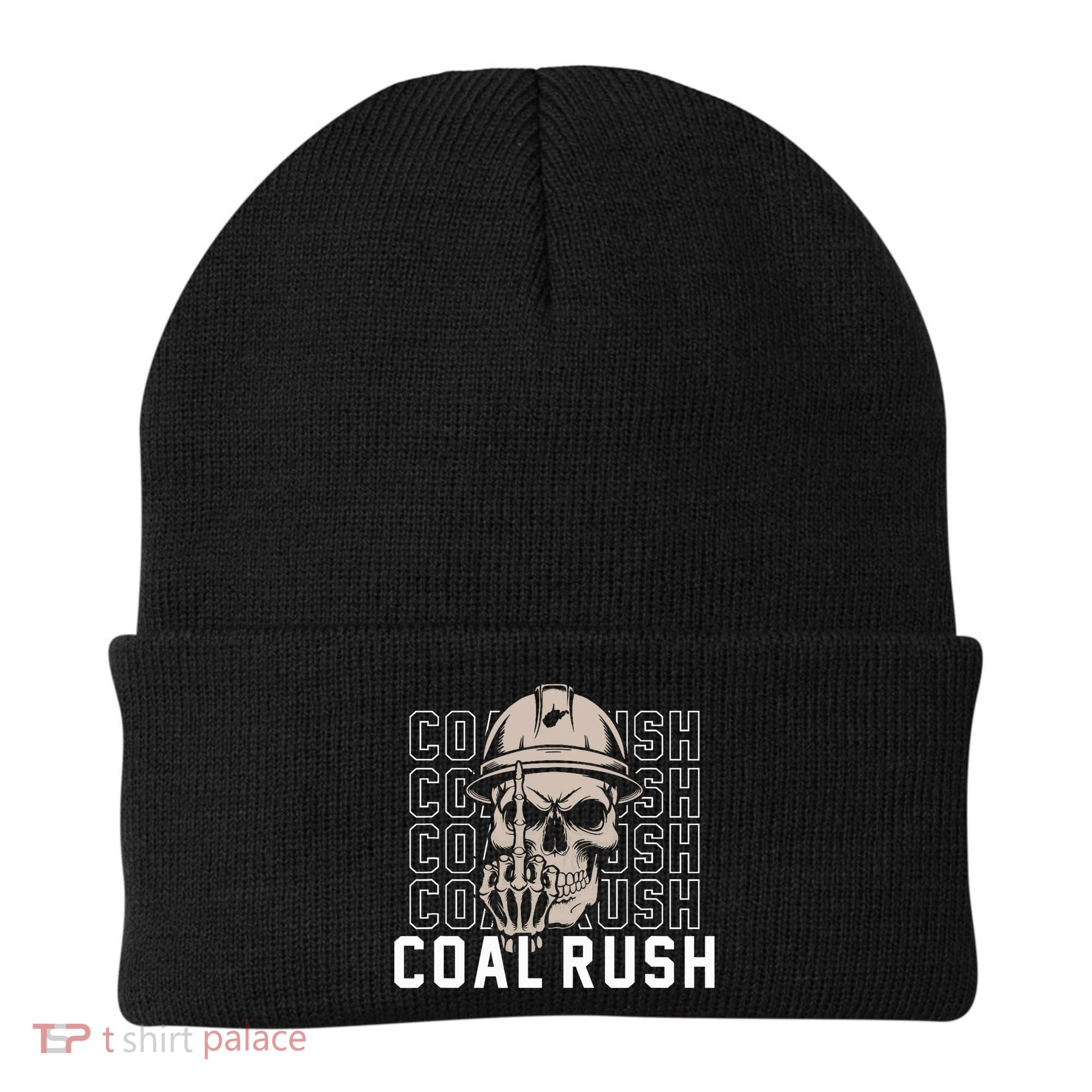 Coal Rush West Virginia Skull Coal Miner Hard Hat Beanie