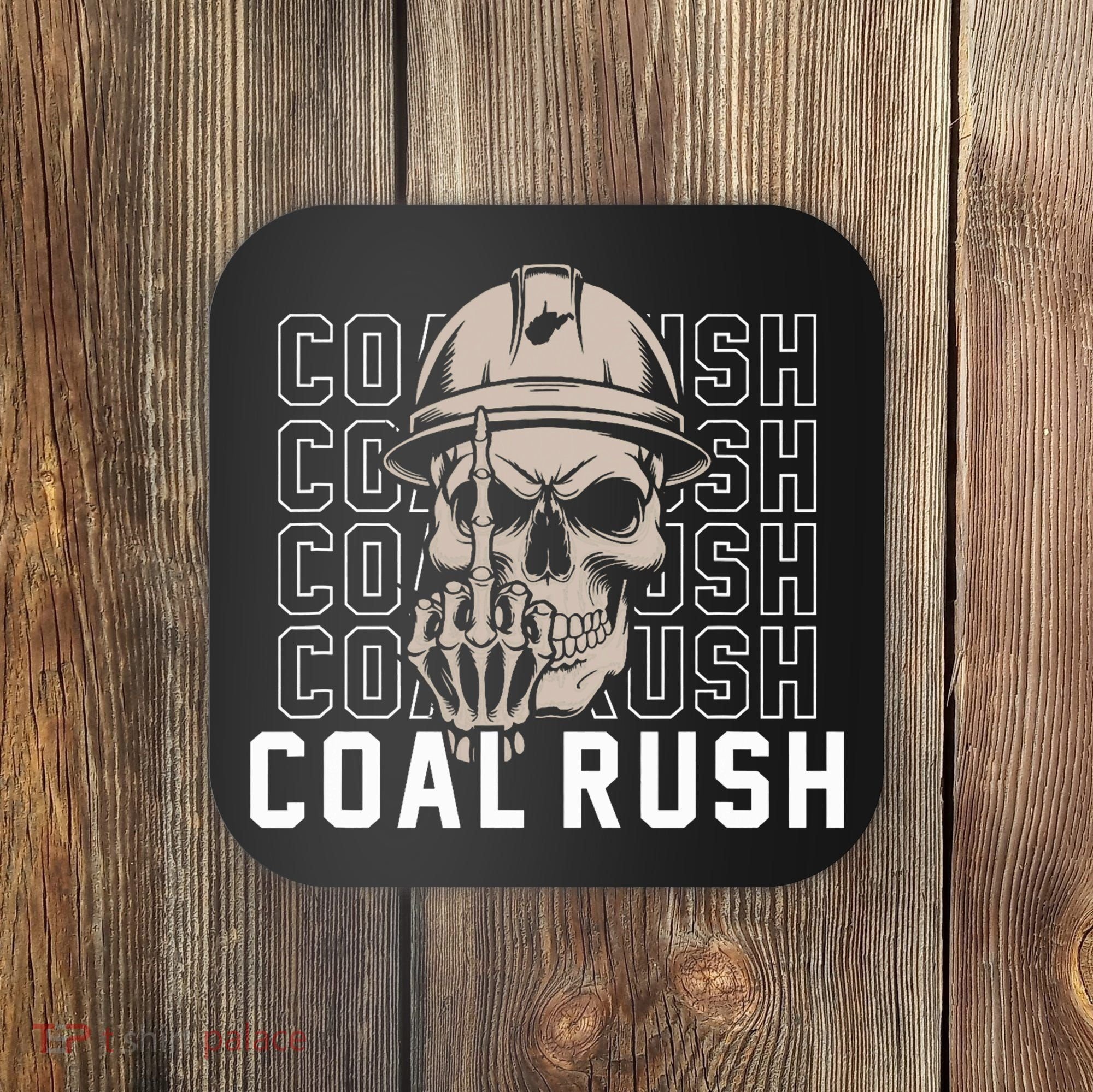 Coal Rush West Virginia Skull Coal Miner Hard Hat Coaster