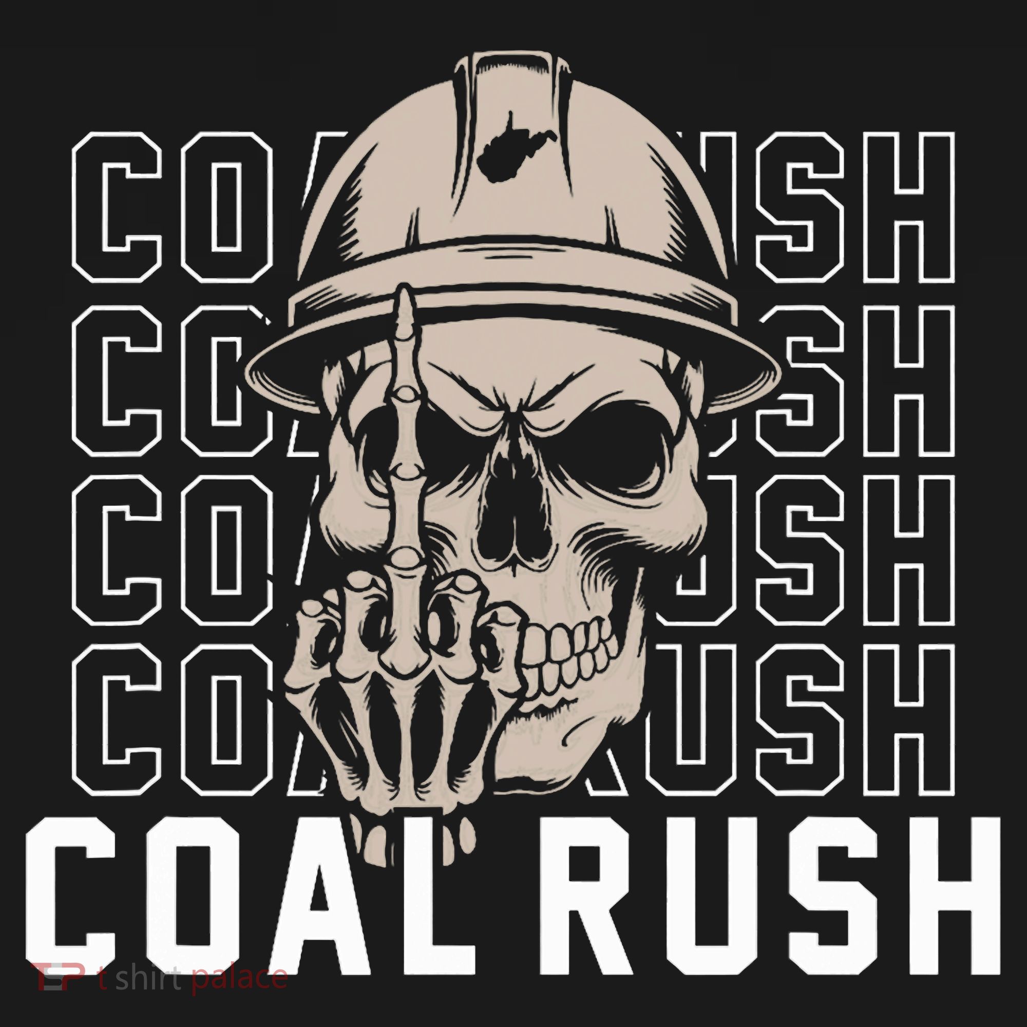 Coal Rush West Virginia Skull Coal Miner Hard Hat Polo
