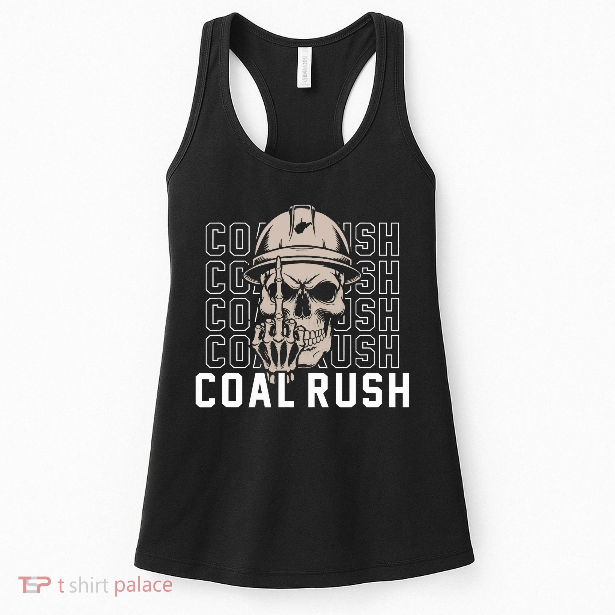 Coal Rush West Virginia Skull Coal Miner Hard Hat Women's Tank Top