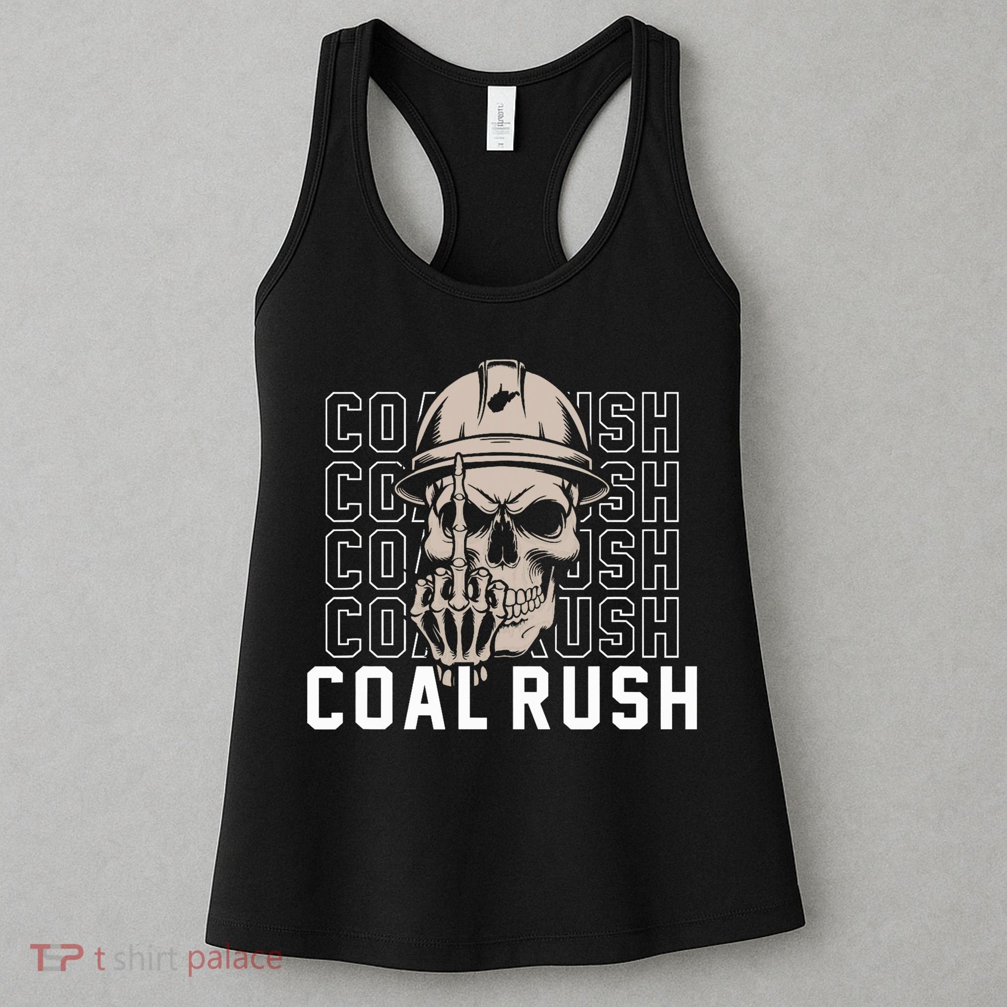 Coal Rush West Virginia Skull Coal Miner Hard Hat Women's Tank Top