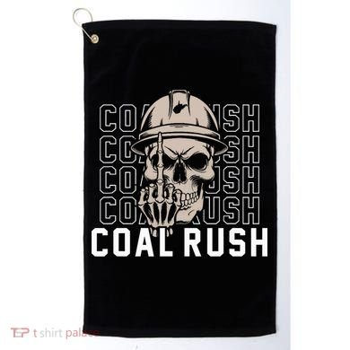 Coal Rush West Virginia Skull Coal Miner Hard Hat Golf Towel