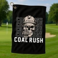 Coal Rush West Virginia Skull Coal Miner Hard Hat Golf Towel thumb 1