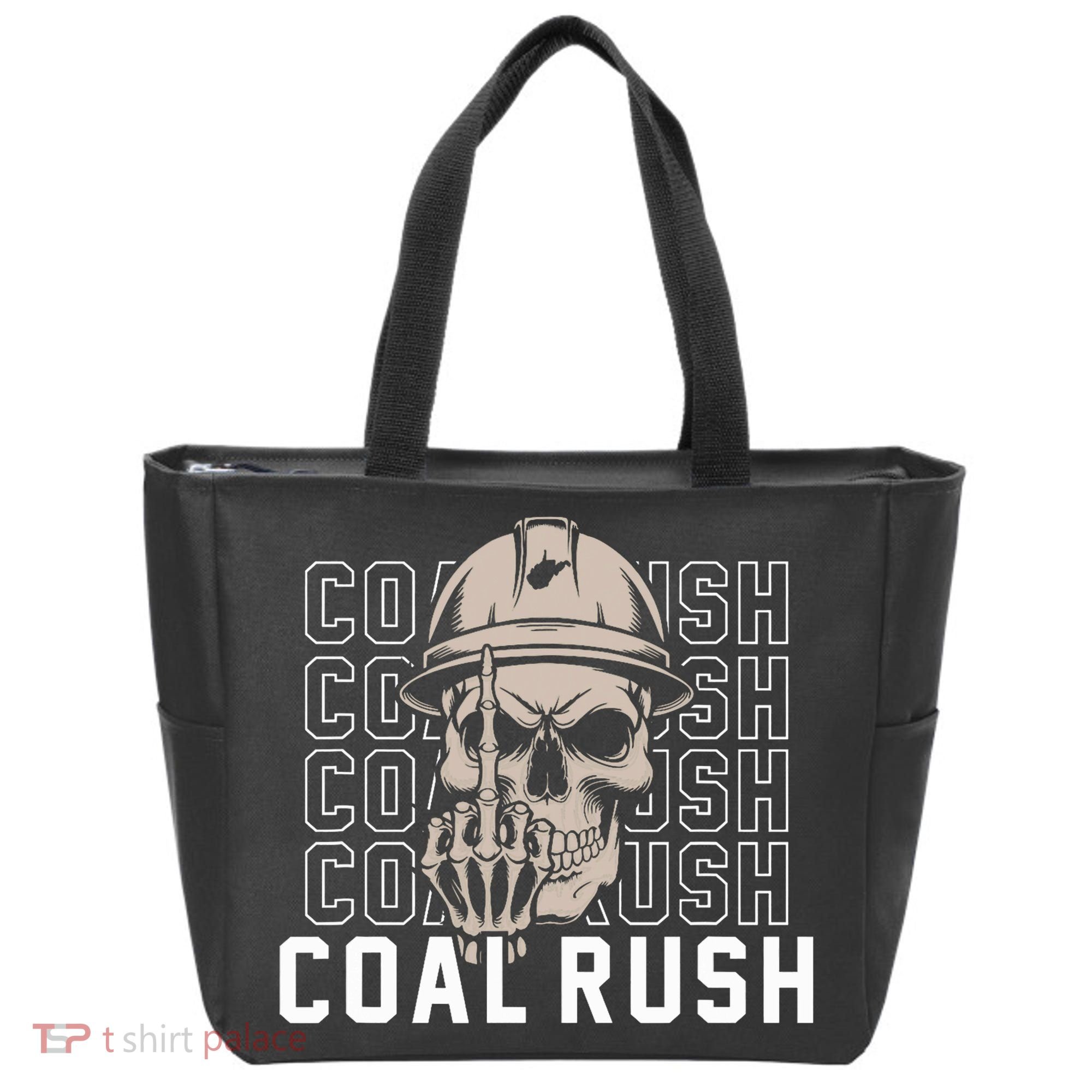Coal Rush West Virginia Skull Coal Miner Hard Hat Tote Bag
