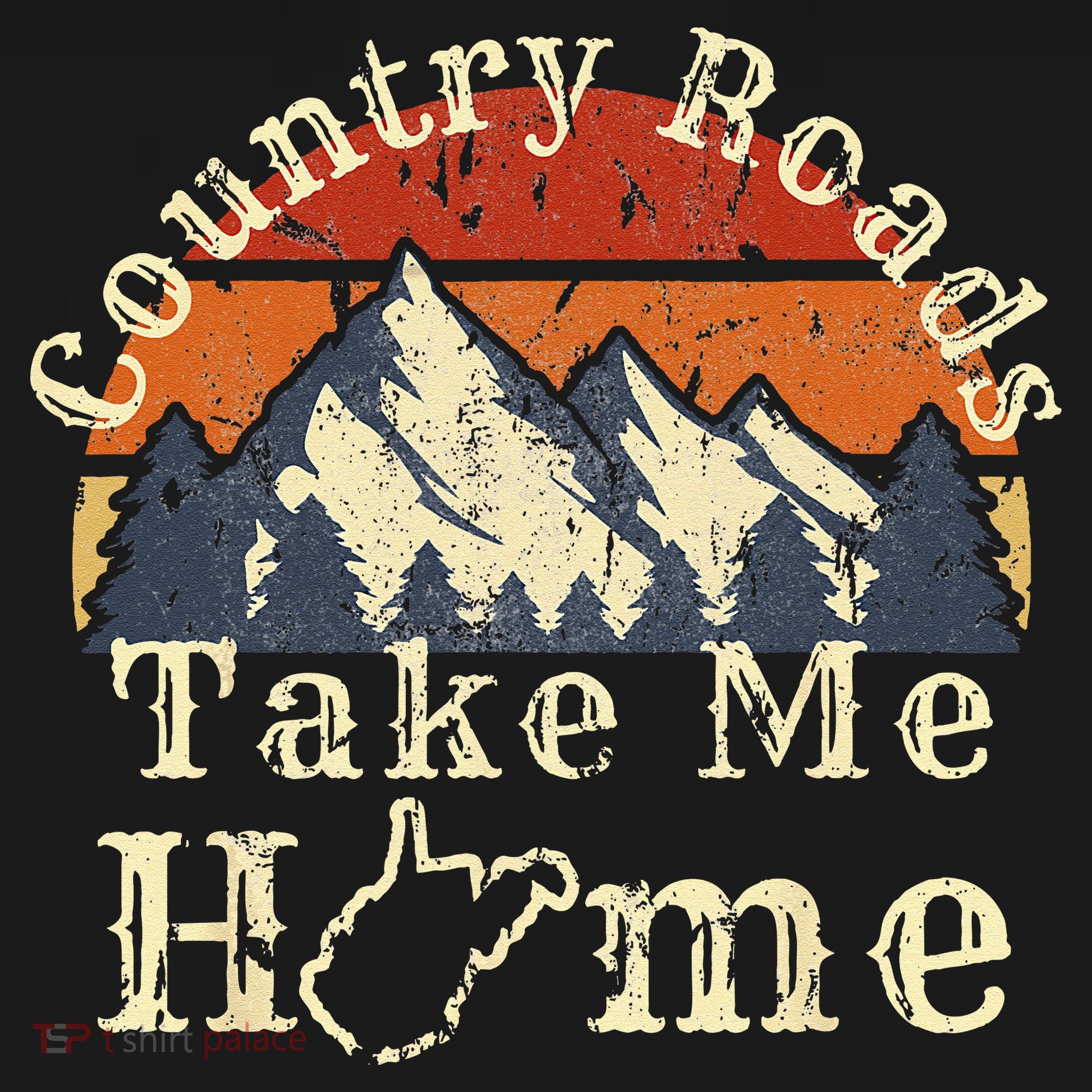 Country Roads West Virginia Take Me Home WV Map Mountains Ornament