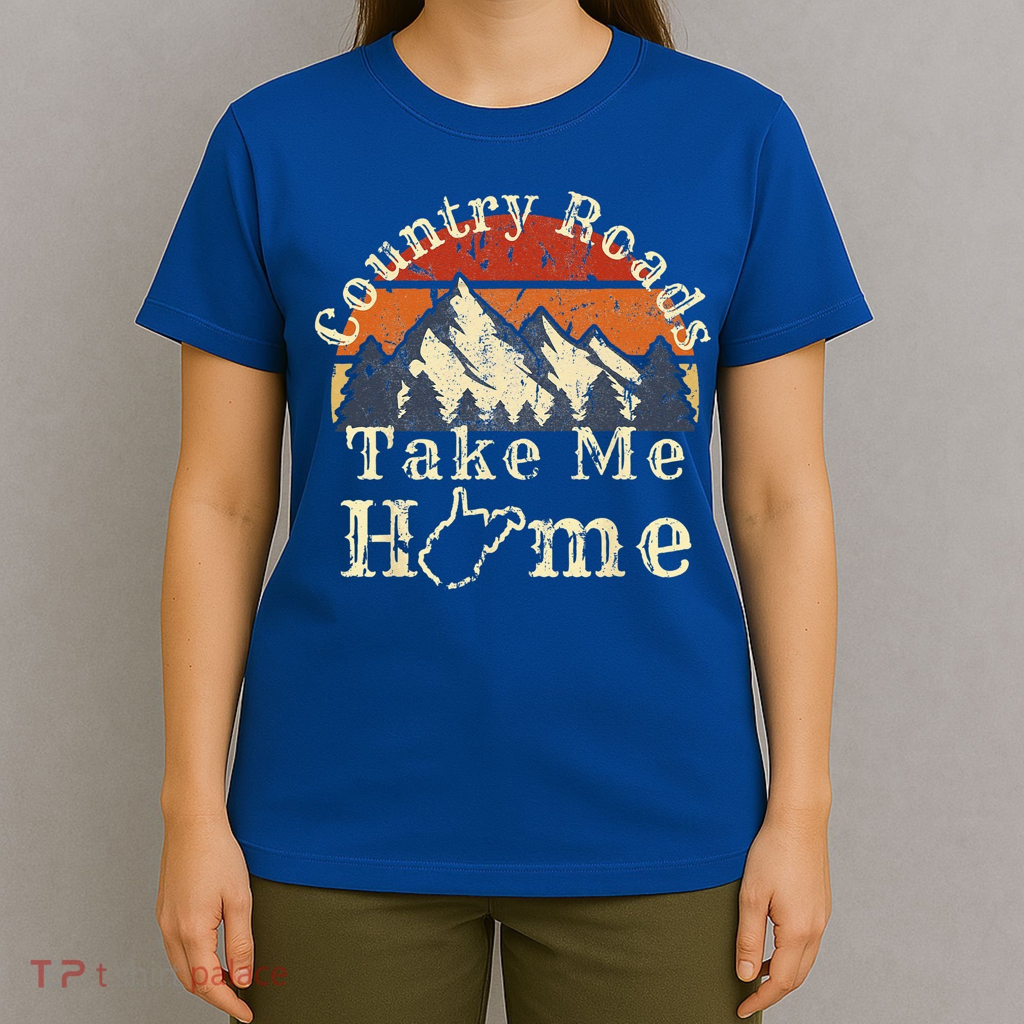 Country Roads West Virginia Take Me Home WV Map Mountains T-Shirt