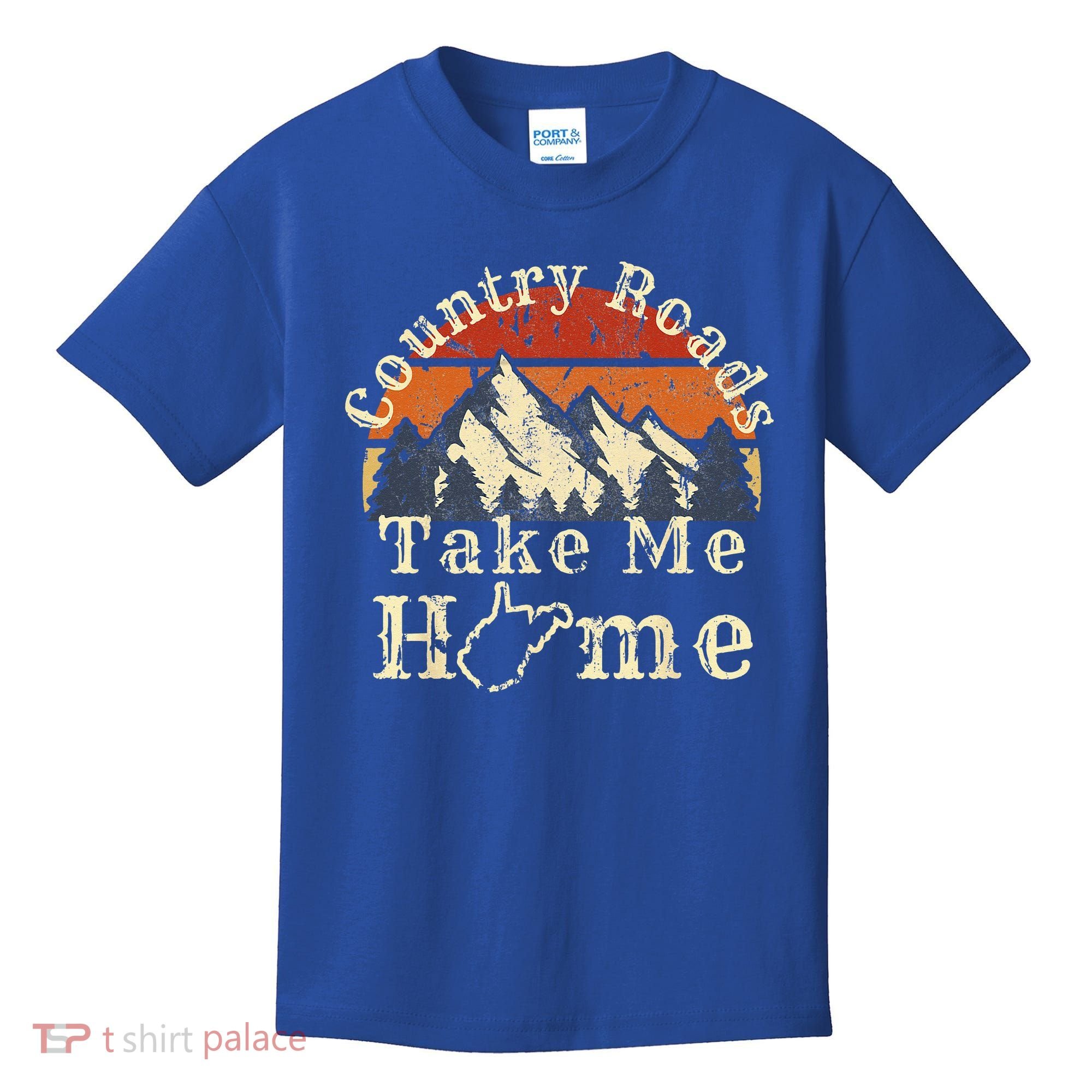 Country Roads West Virginia Take Me Home WV Map Mountains Kids T-Shirt
