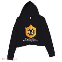 Crypto Revolution: Where Coins Shape Tomorrow Bitcoin Investing Crop Fleece Hoodie thumb 0
