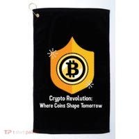 Crypto Revolution: Where Coins Shape Tomorrow Bitcoin Investing Golf Towel thumb 0