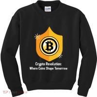 Crypto Revolution: Where Coins Shape Tomorrow Bitcoin Investing Kids Sweatshirt thumb 0