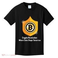 Crypto Revolution: Where Coins Shape Tomorrow Bitcoin Investing Kids T-Shirt thumb 0