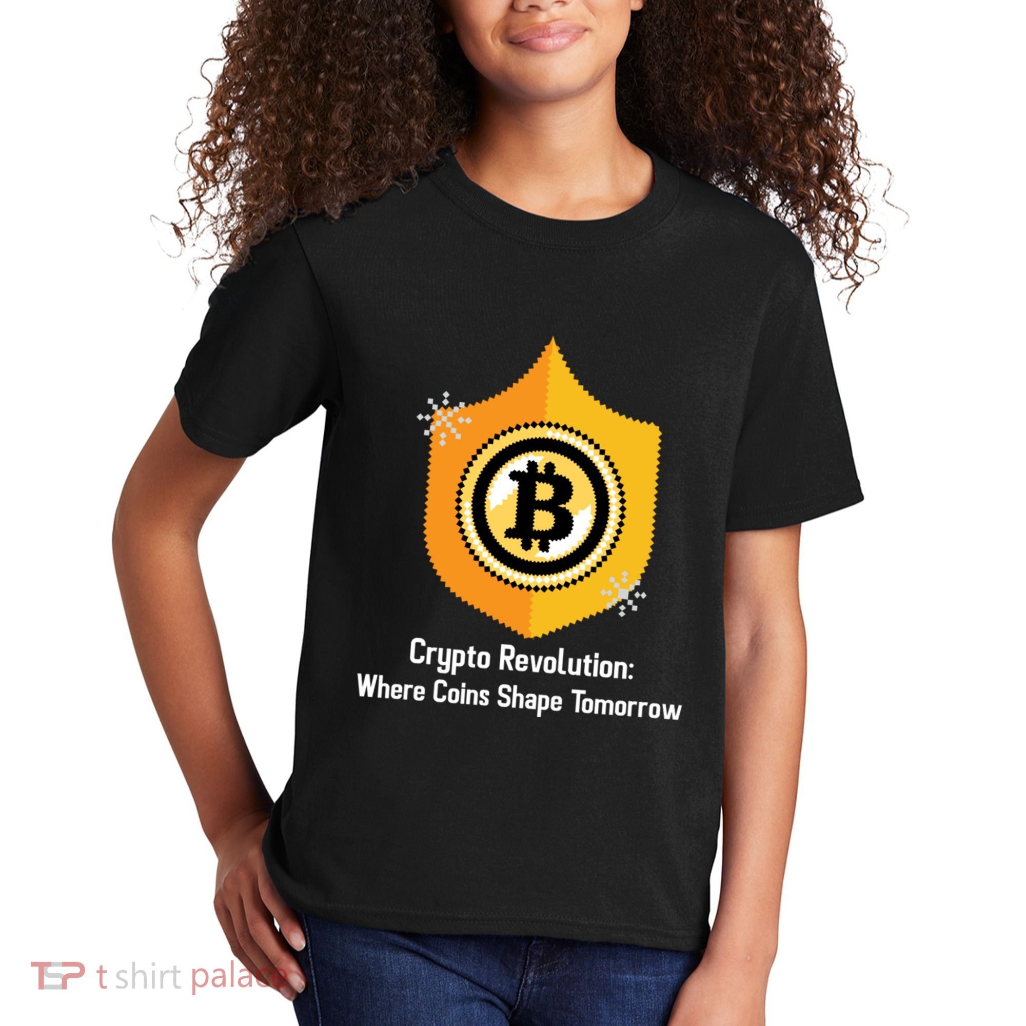 Crypto Revolution: Where Coins Shape Tomorrow Bitcoin Investing Kids T-Shirt