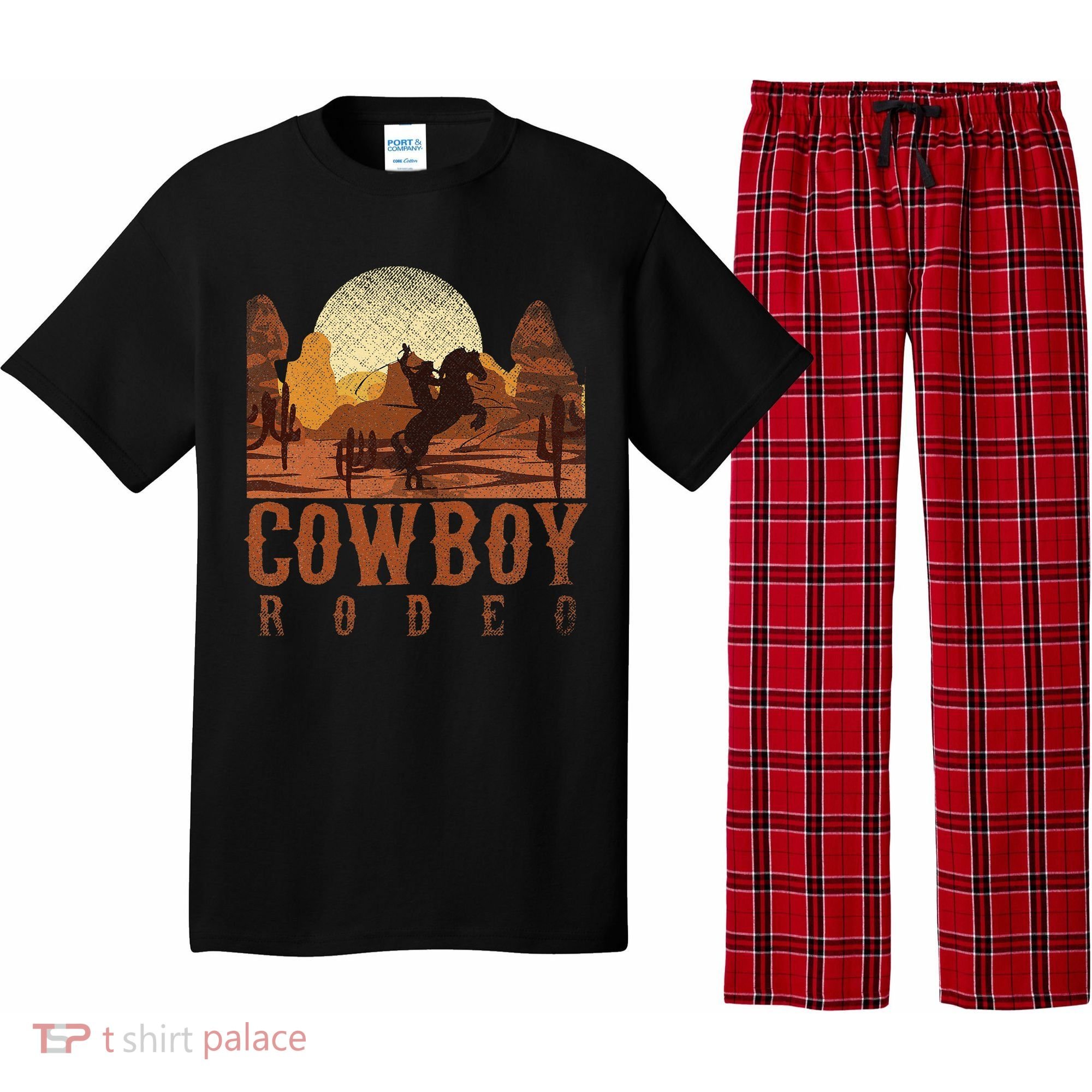 Cowboy Rodeo Western Texan Gift Horseback Riding Cowboy Pajama Set
