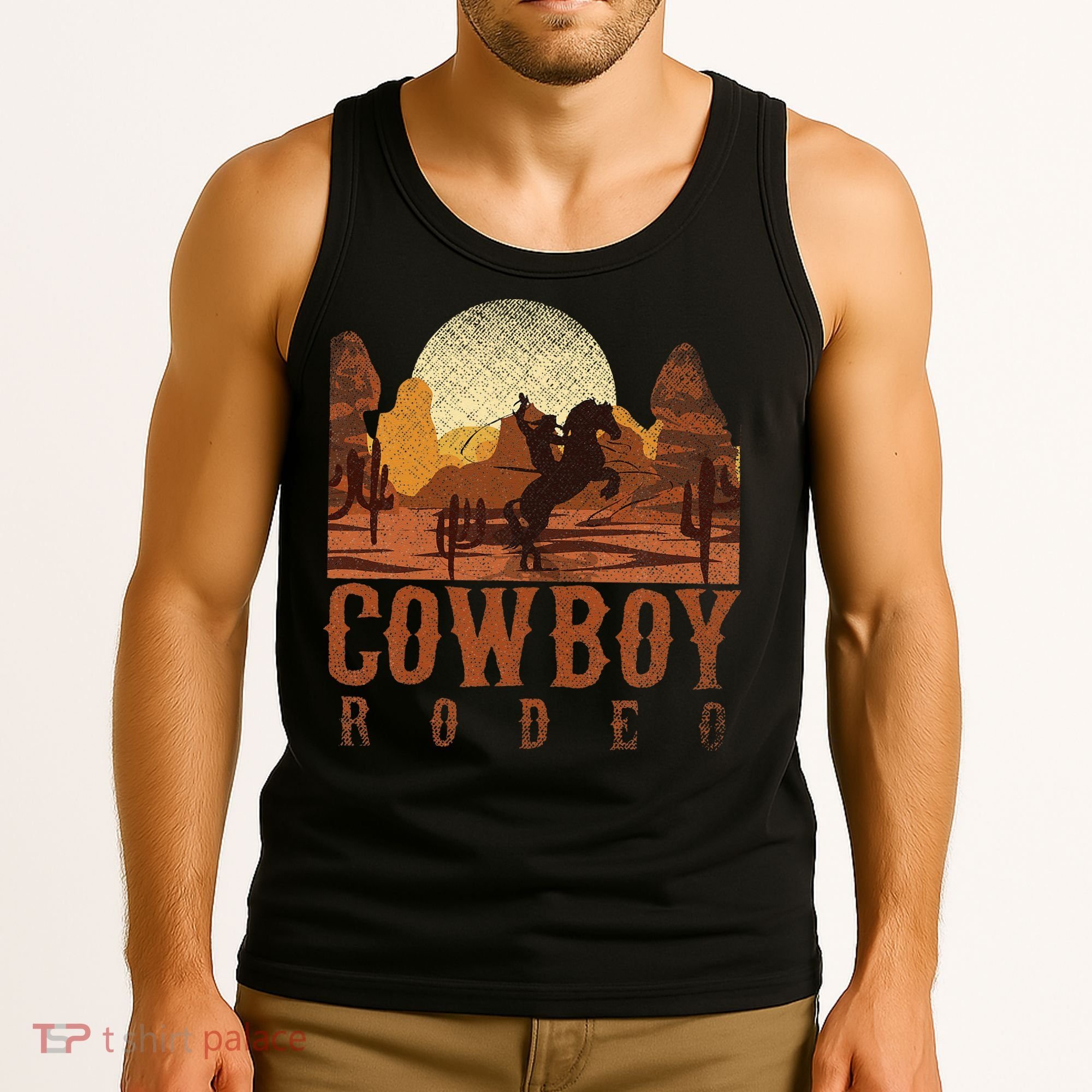 Cowboy Rodeo Western Texan Gift Horseback Riding Cowboy Tank Top
