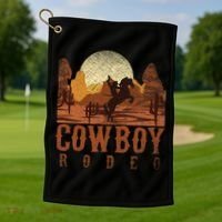 Cowboy Rodeo Western Texan Gift Horseback Riding Cowboy Golf Towel thumb 1
