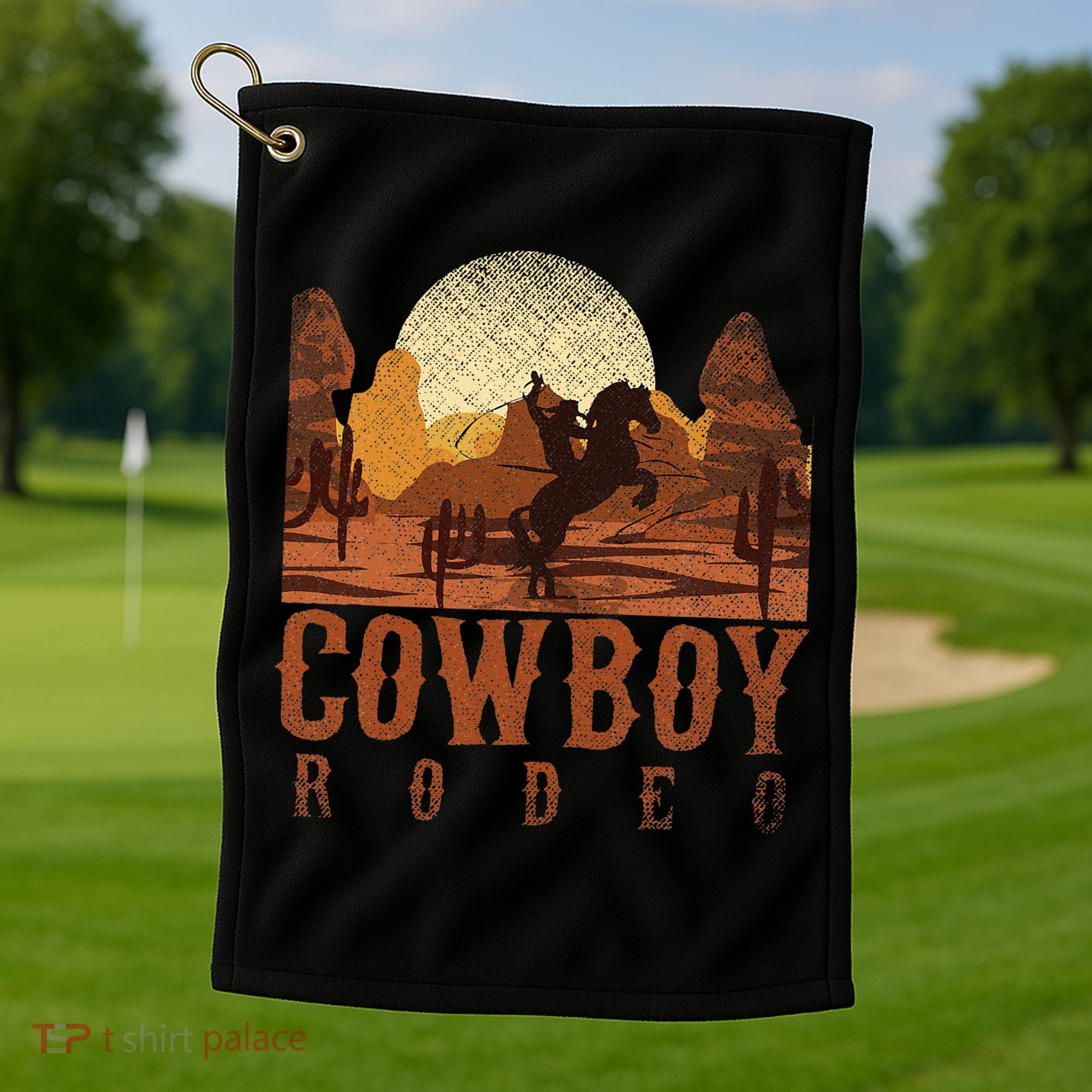 Cowboy Rodeo Western Texan Gift Horseback Riding Cowboy Golf Towel