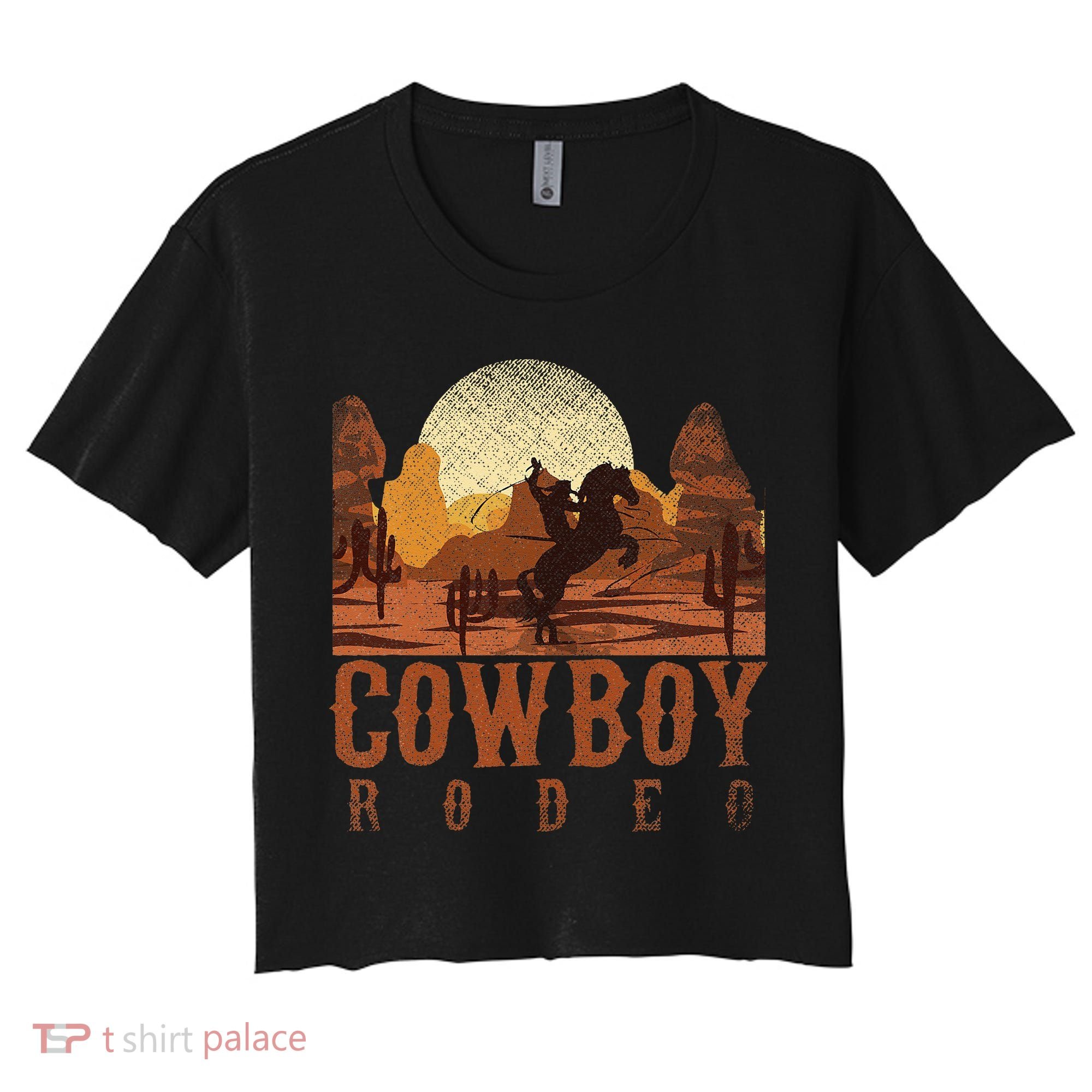Cowboy Rodeo Western Texan Gift Horseback Riding Cowboy Women's Crop Top Tee
