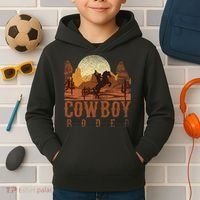 Cowboy Rodeo Western Texan Gift Horseback Riding Cowboy Kids Hoodie thumb 2