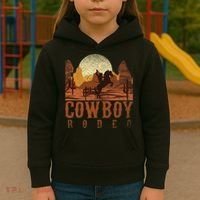 Cowboy Rodeo Western Texan Gift Horseback Riding Cowboy Kids Hoodie thumb 3