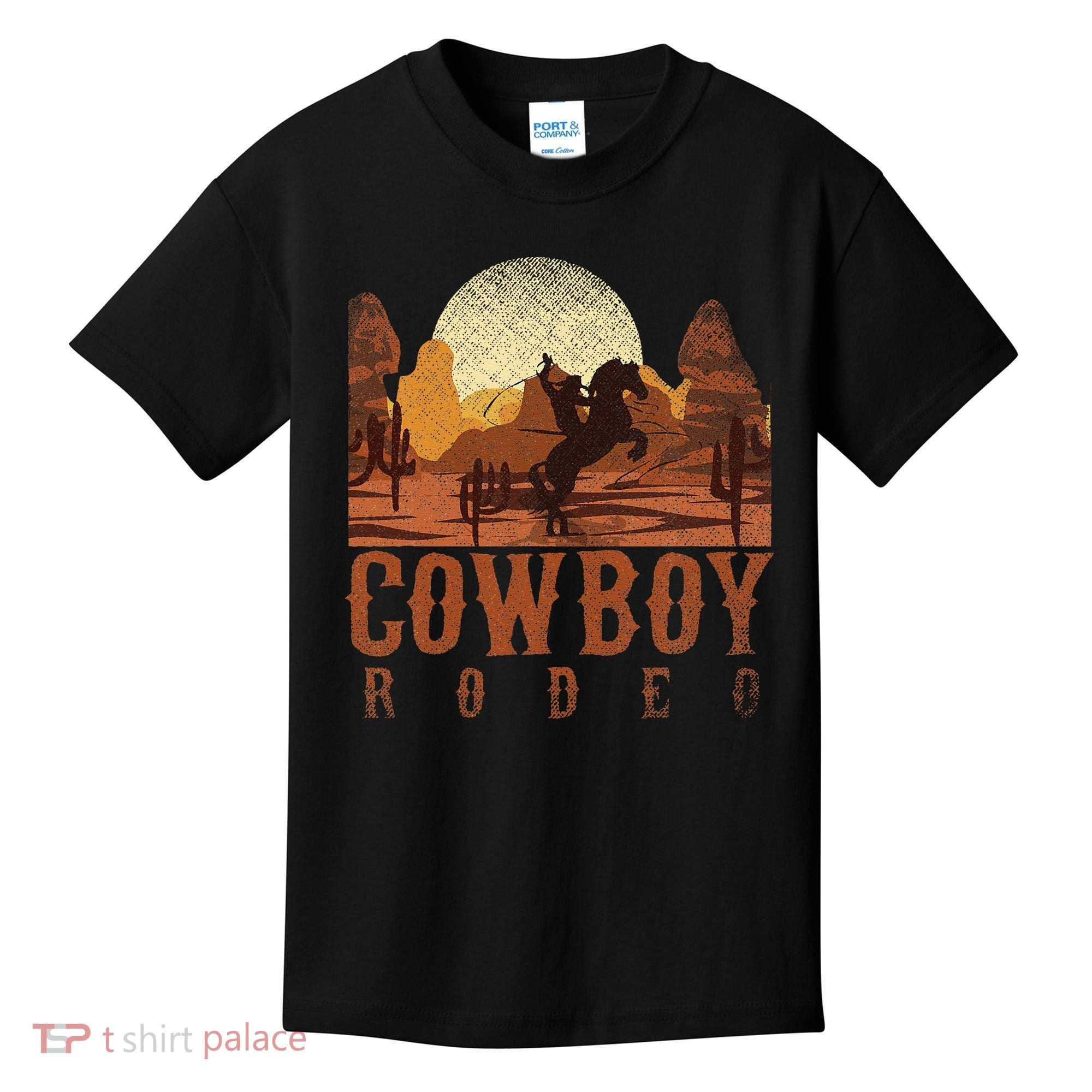 Cowboy Rodeo Western Texan Gift Horseback Riding Cowboy Kids T-Shirt