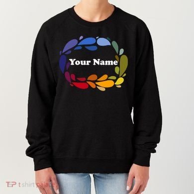 Colorful Rainbow Wreath Custom Name Plate Women's Sweatshirt