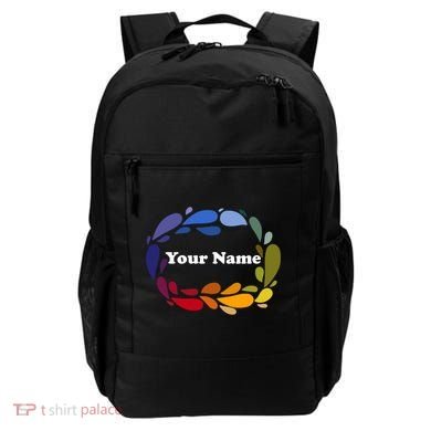 Colorful Rainbow Wreath Custom Name Plate Backpack