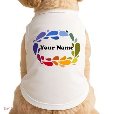 Colorful Rainbow Wreath Custom Name Plate Doggie Tank