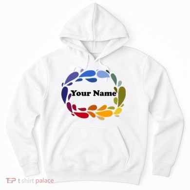 Colorful Rainbow Wreath Custom Name Plate Hoodie