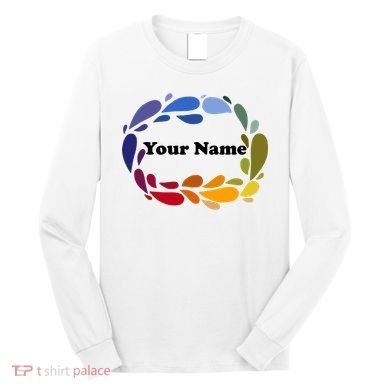 Colorful Rainbow Wreath Custom Name Plate Long Sleeve Shirt